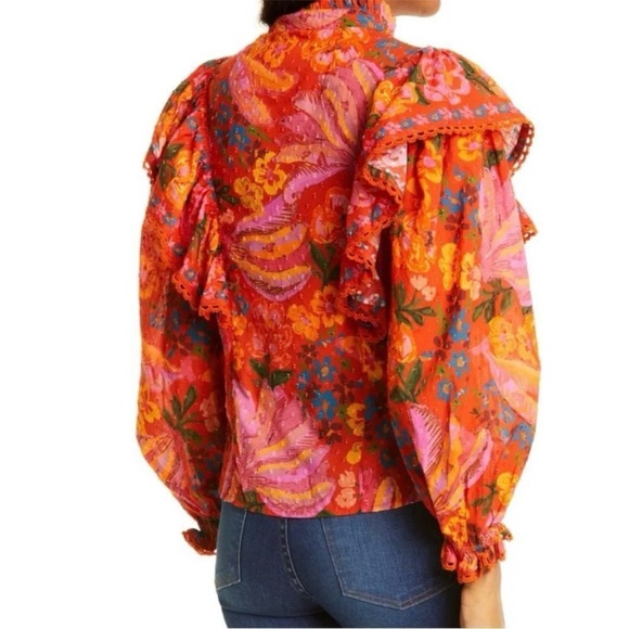 FARM Rio Vibrant Floral Blouse - Red and Orange - Picture 8 of 8